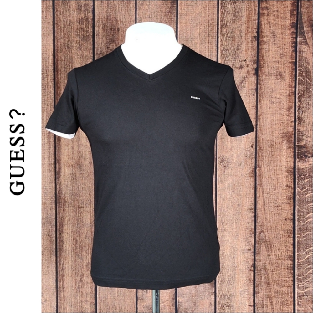 Muscle Fit Men's Black V Neck With Elasticized Sleeves and Neck